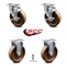 Service Caster 5 Inch High Temp Phenolic Wheel Swivel Top Plate Caster Set with 2 Brake 2 Rigid SCC-20S514-PHSHT-TLB-TP2-2-R-2 - alternate 3